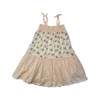 UK 5-6Y Light Yellow Floral Shirred Waist Strappy Tiered Dress - H&M