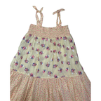 UK 5-6Y Light Yellow Floral Shirred Waist Strappy Tiered Dress - H&M