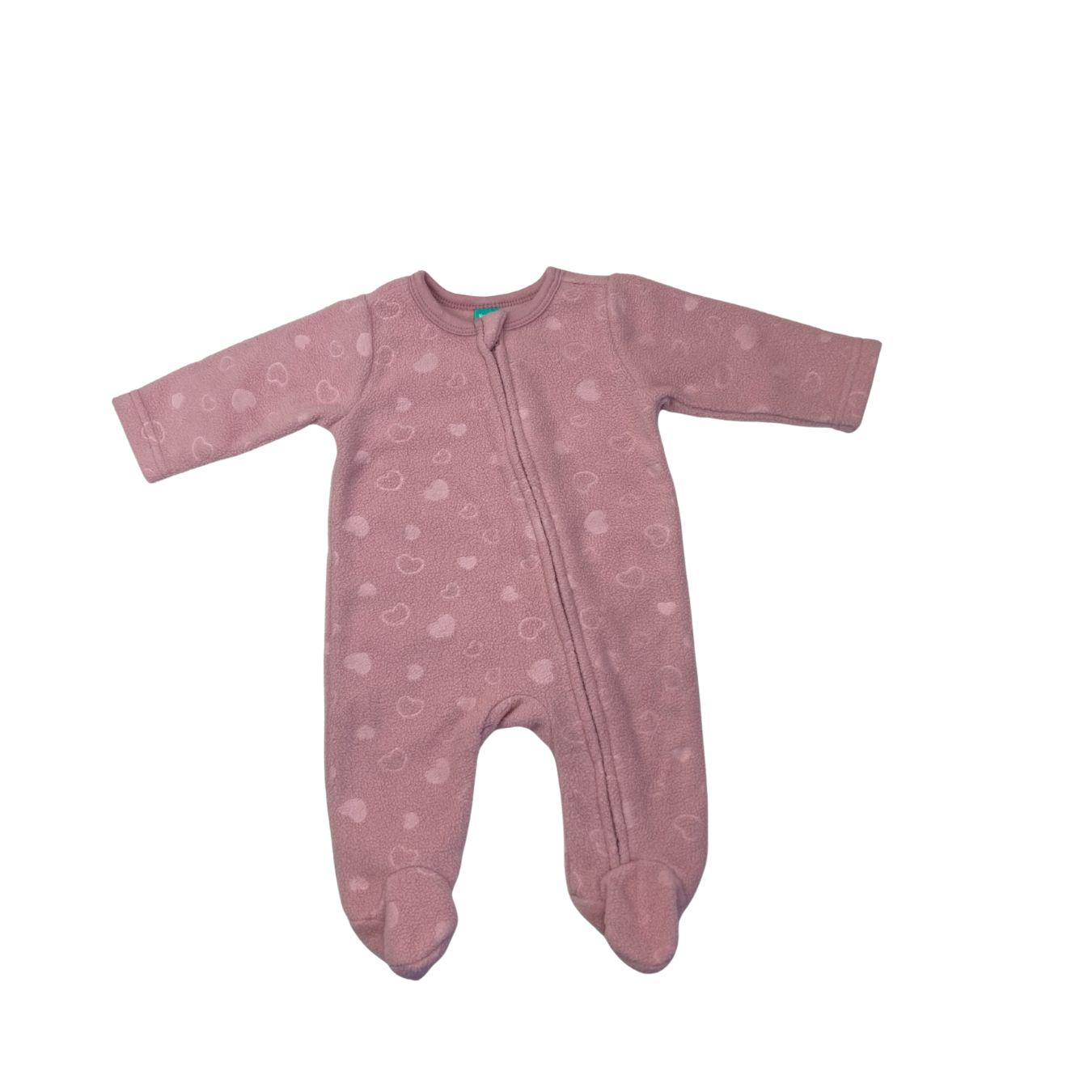 Newborn Light Pink Embossed Fleece Zip Onesie - Ackermans