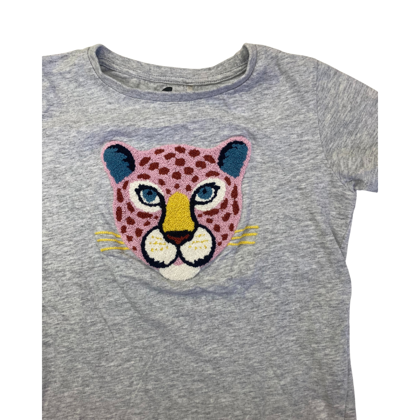 6Y Grey Tufted Cheetah T Shirt - Cotton On