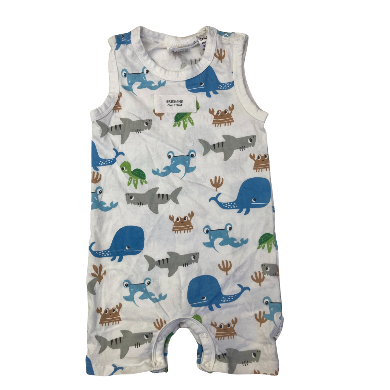 1Y White Sea Animal Sleeveless Romper - Earth Nymph
