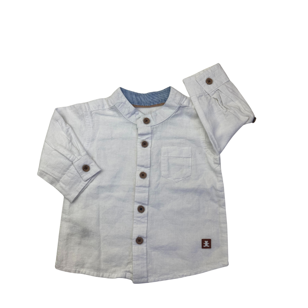 1-3M White Linen-Cotton Blend Shirt - Woolworths