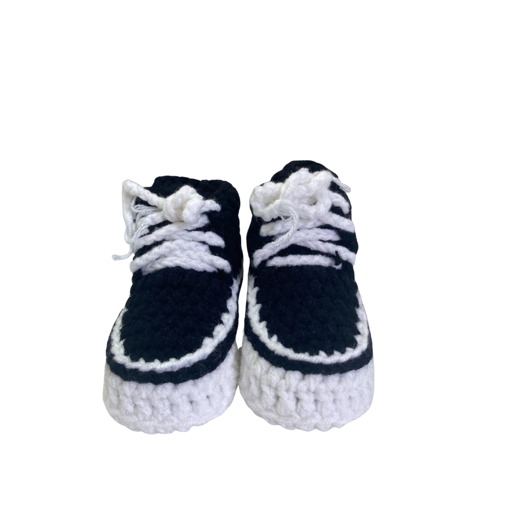 6-12M Black & White Crochet Hi Top Sneaker