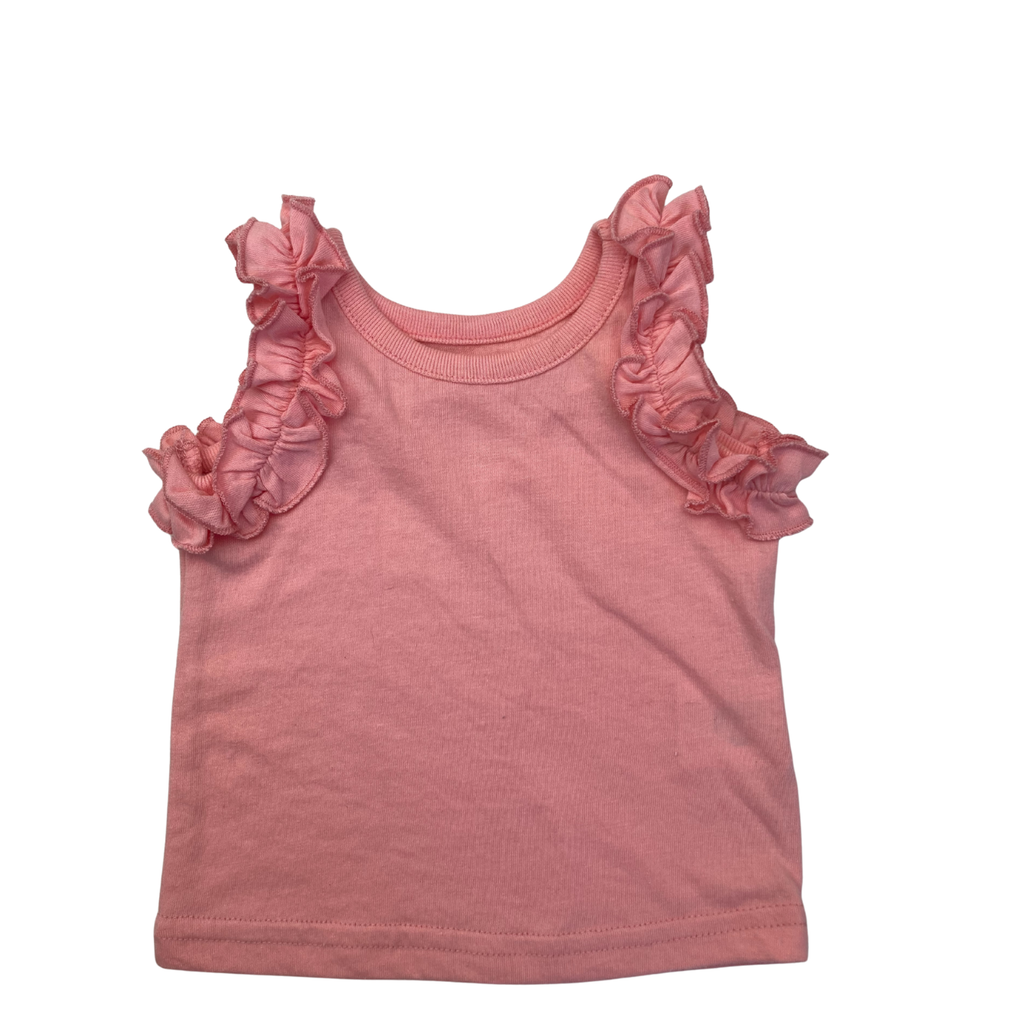 0-3M Coral Ruffled Sleeveless Top - Cuddlesome