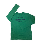 10-11Y Green & Navy Embroidered Long Sleeve T Shirt - Benetton