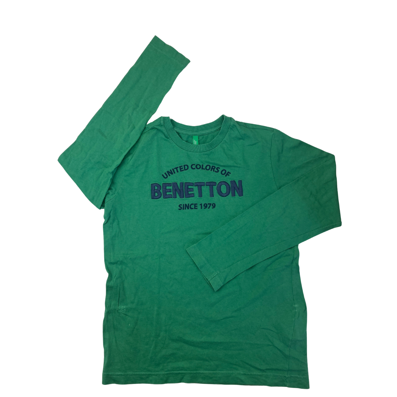10-11Y Green & Navy Embroidered Long Sleeve T Shirt - Benetton