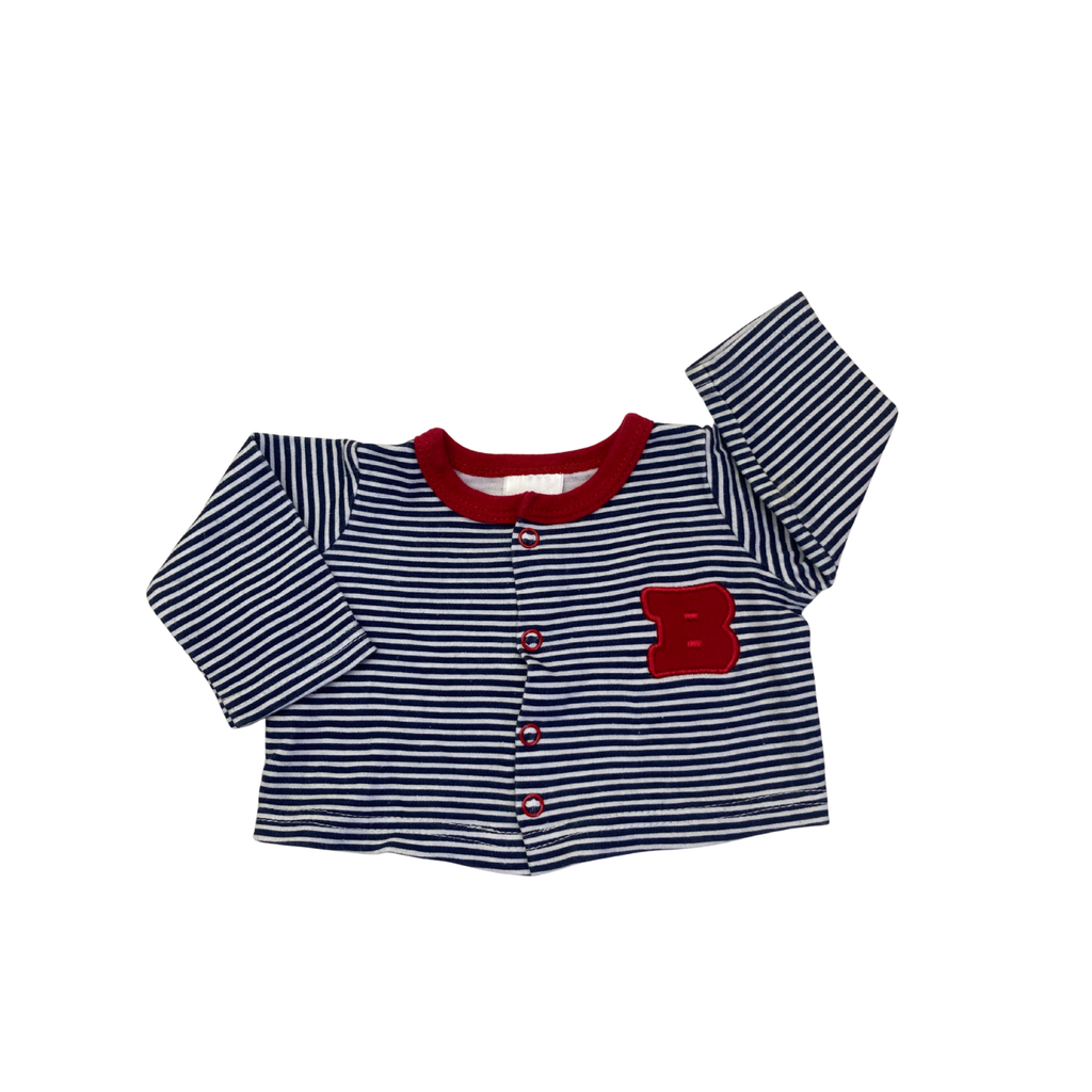 Newborn Navy Blue Stripe Snap Top - 123