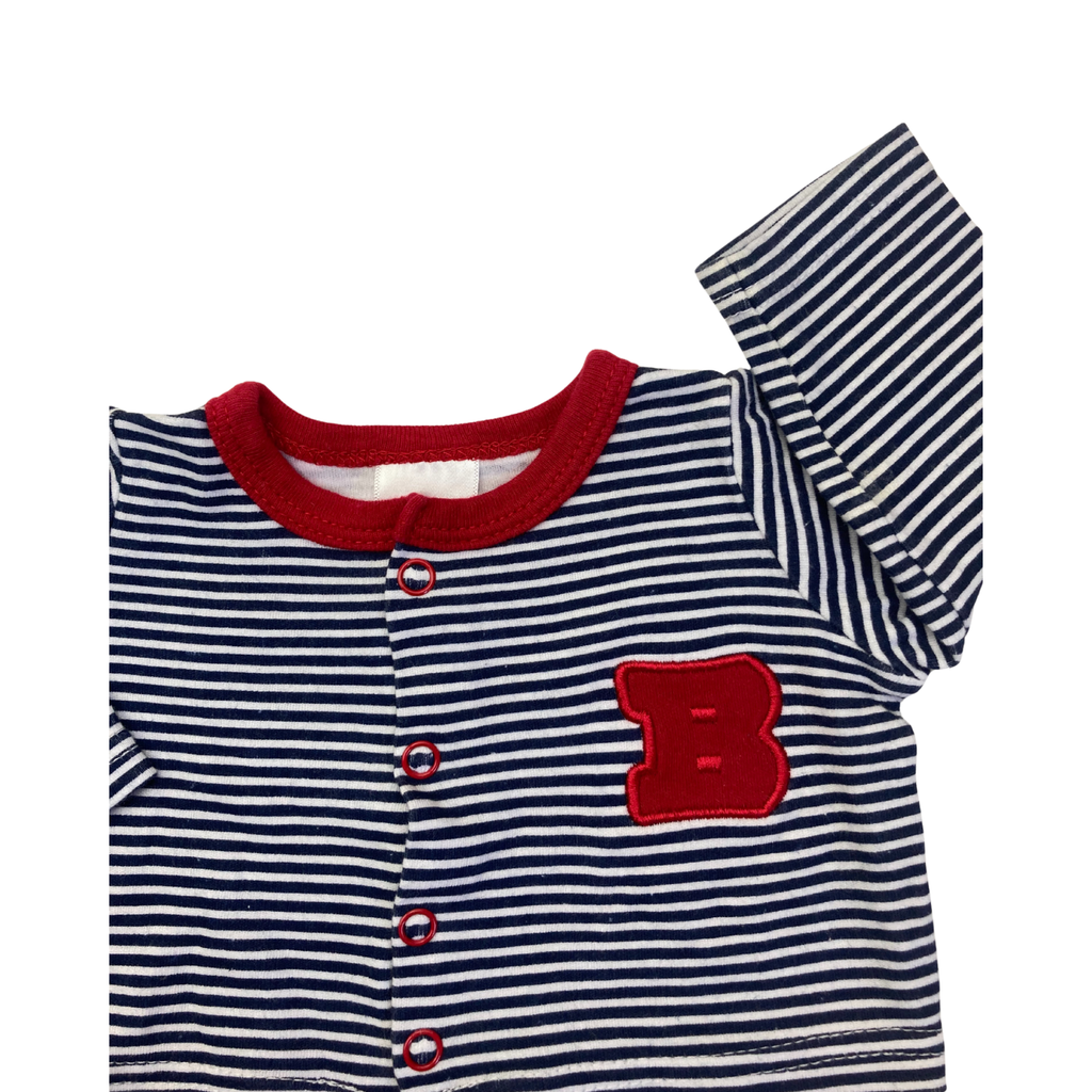 Newborn Navy Blue Stripe Snap Top - 123