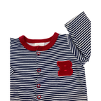 Newborn Navy Blue Stripe Snap Top - 123
