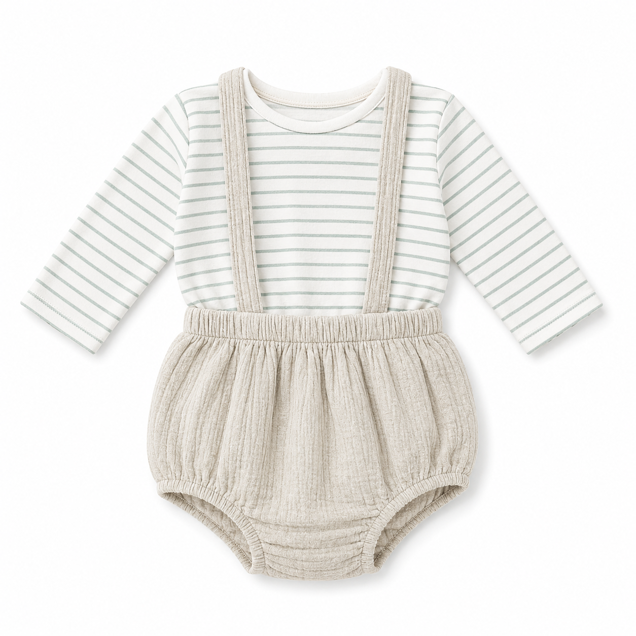 12-18M Cream & Green Cotton Romper Set - Woolworths / Baby Star