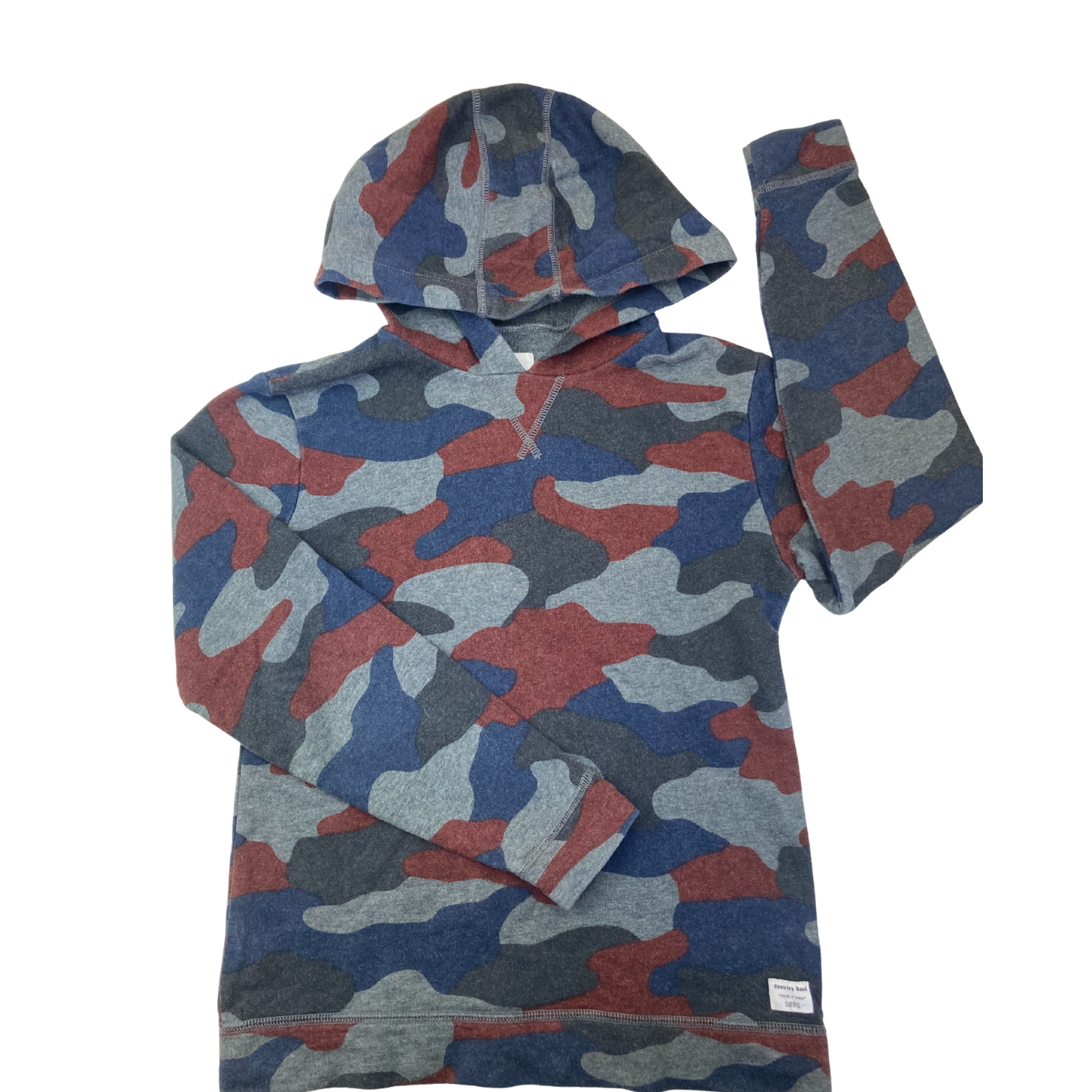 12Y Grey, Blue & Red Camouflage Hoodie - Country Road