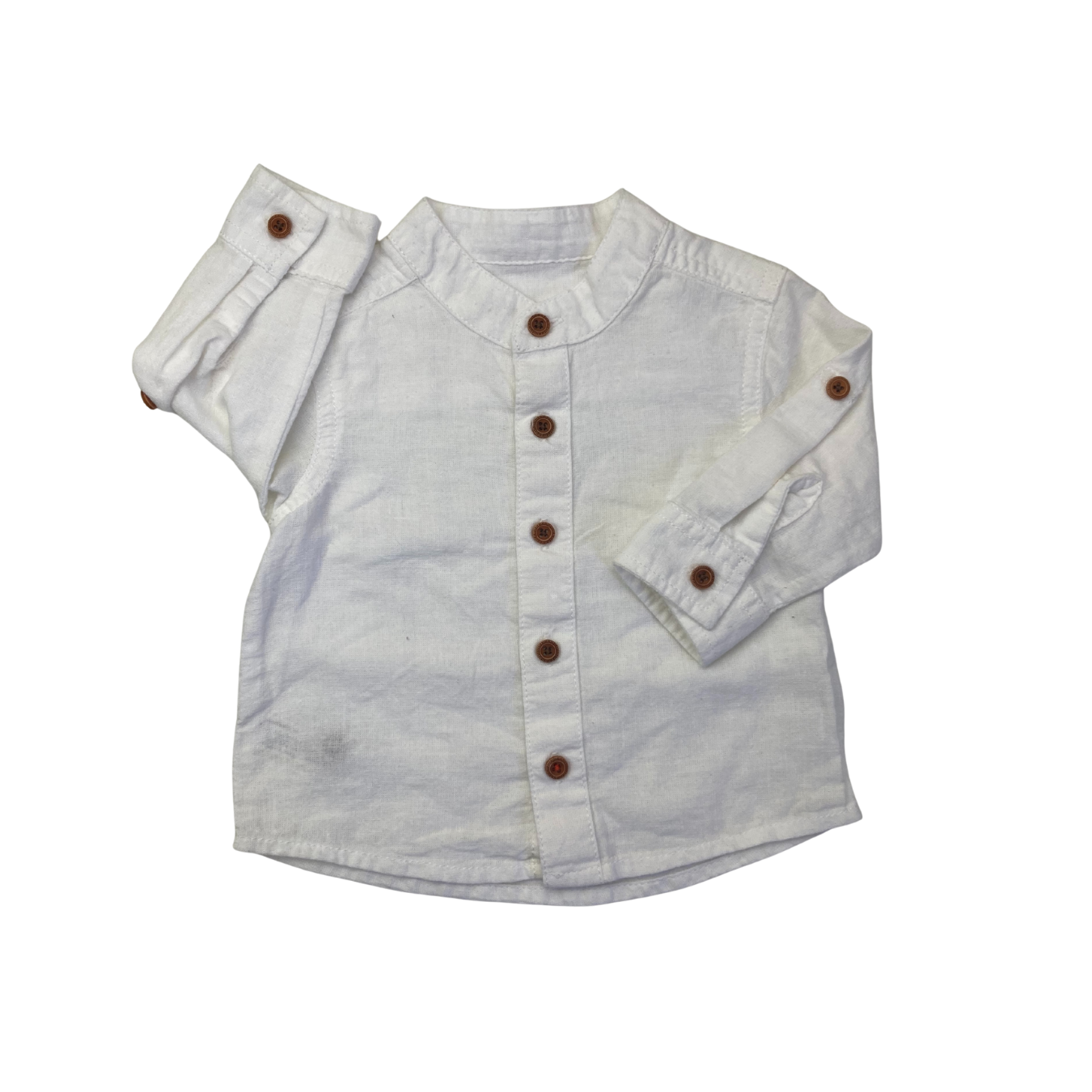 1-3M White Mandarin Collar Button Shirt - Woolworths