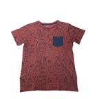 12Y Rust & Navy Blue Animal Short Sleeve Pocket T Shirt - Vert Baudet