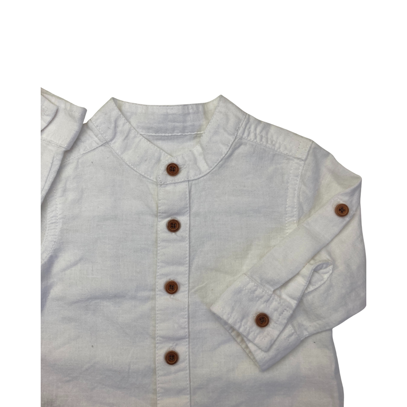 1-3M White Mandarin Collar Button Shirt - Woolworths