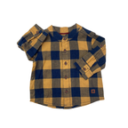 1-3M Navy Blue & Mustard Check Button Shirt - Woolworths