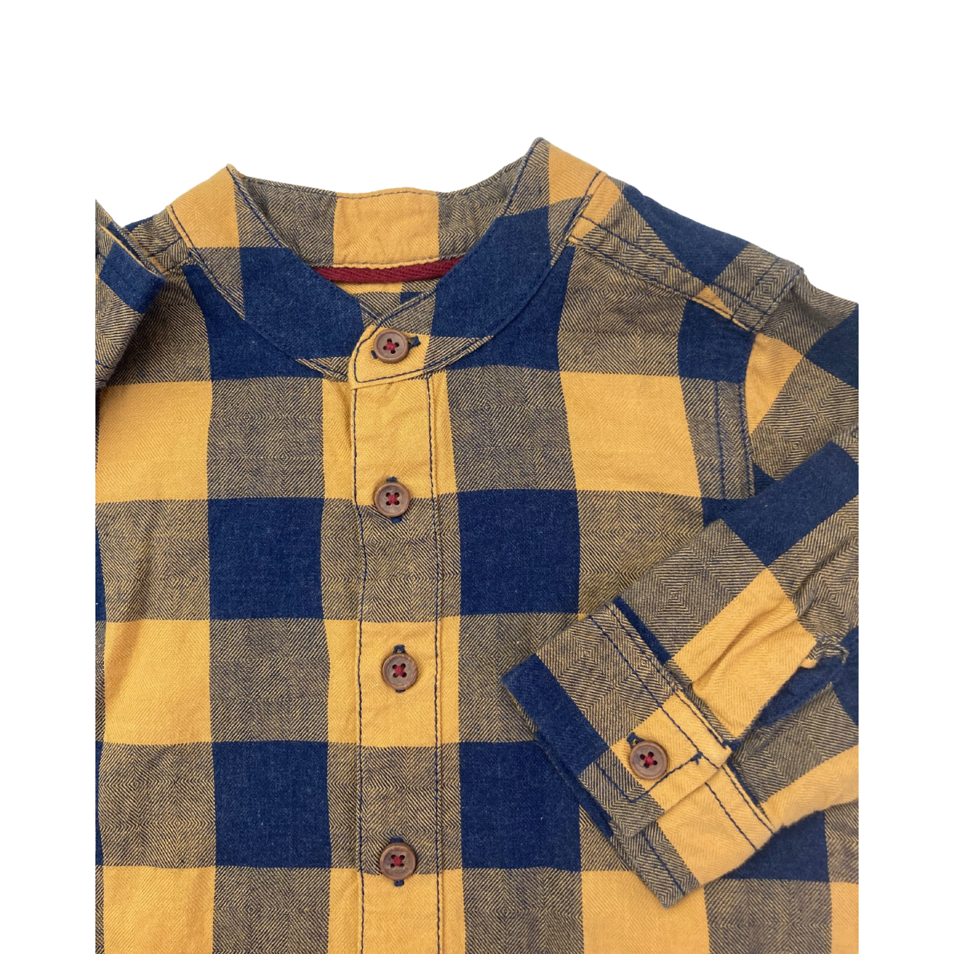 1-3M Navy Blue & Mustard Check Button Shirt - Woolworths