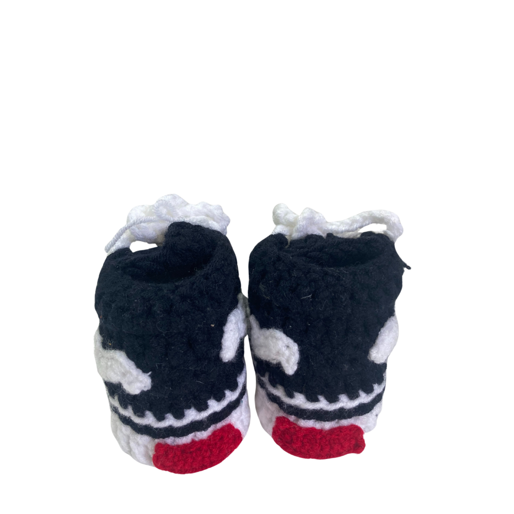 6-12M Black & White Crochet Hi Top Sneaker