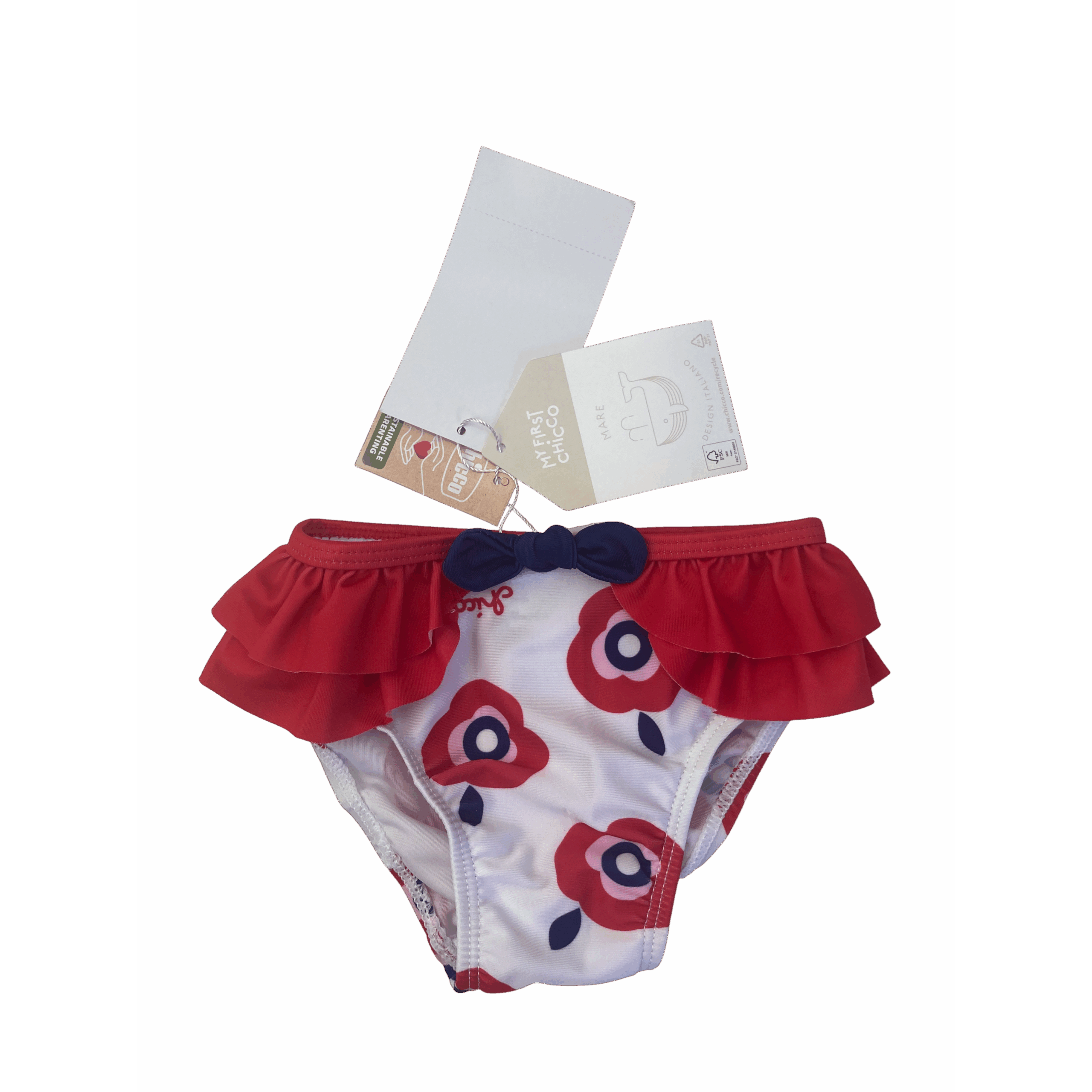 12M Red & White Frill Floral Swim Bottoms - Chicco
