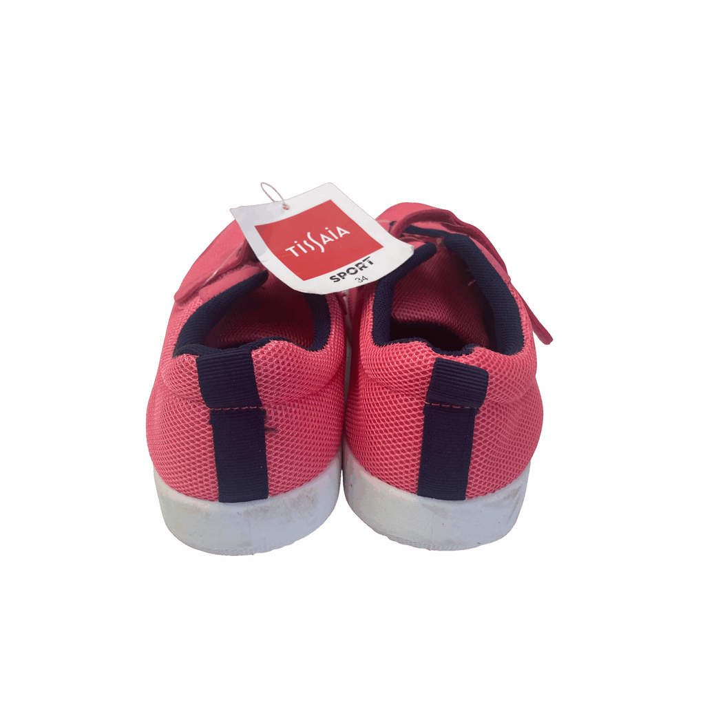 Size 34 - Pink & Navy Blue Basket Velcro Sneaker - Tissania