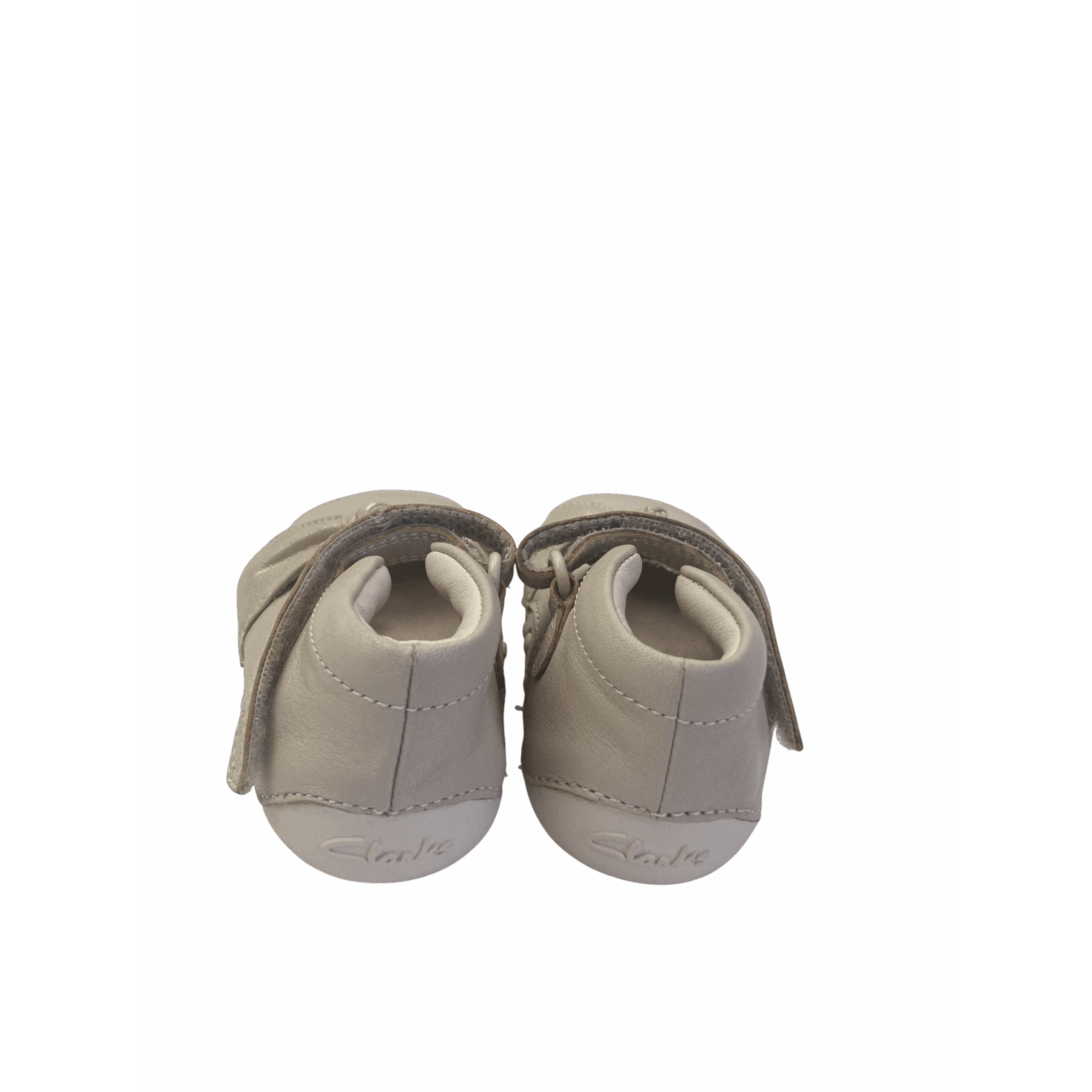 Size 3 - Beige & Gold Bow Mary Jane Leather Shoes - Clarks