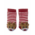 0-3M Red Reindeer Non Slip Rattle Socks