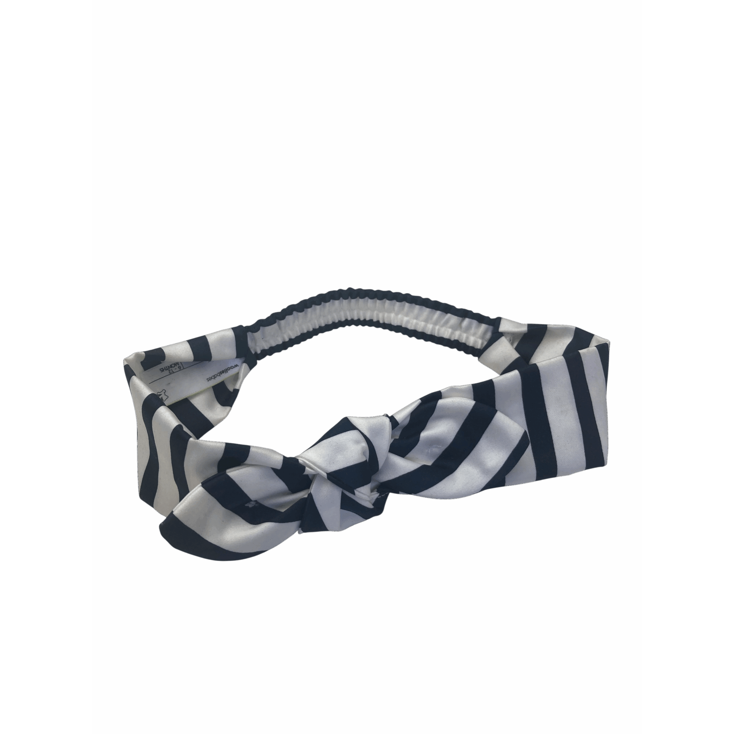 6-12M Navy Blue & White Satin Bow Headband - Woolworths