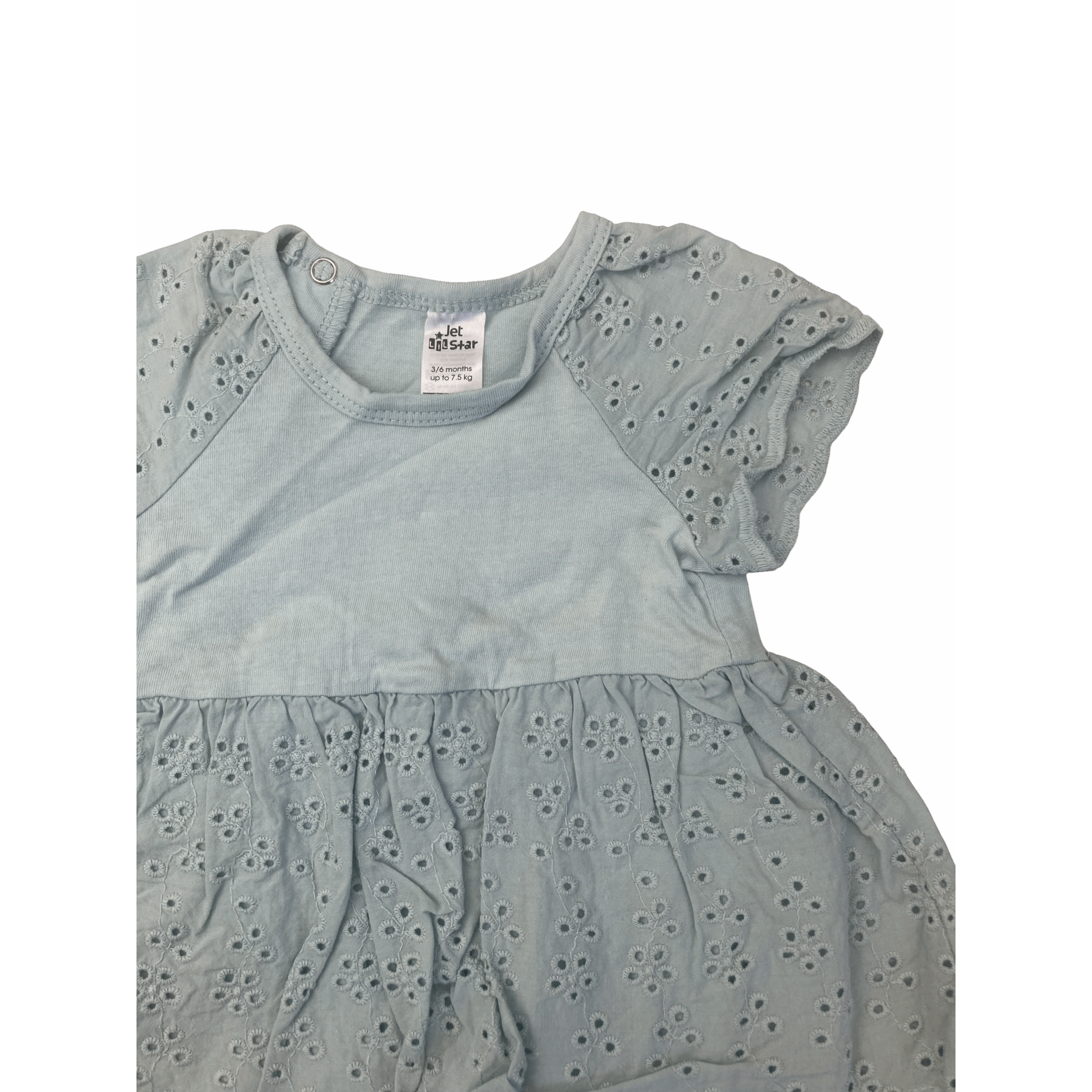 3-6M Mint Green Eyelet Cotton Peplum Romper - Jet