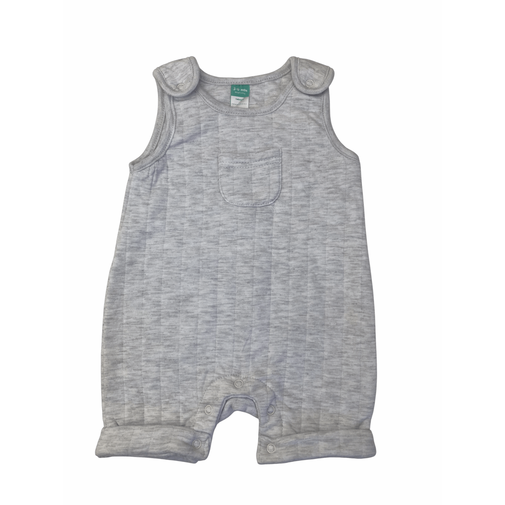 3-6M Light Grey Quilted Dungaree - Ackermans