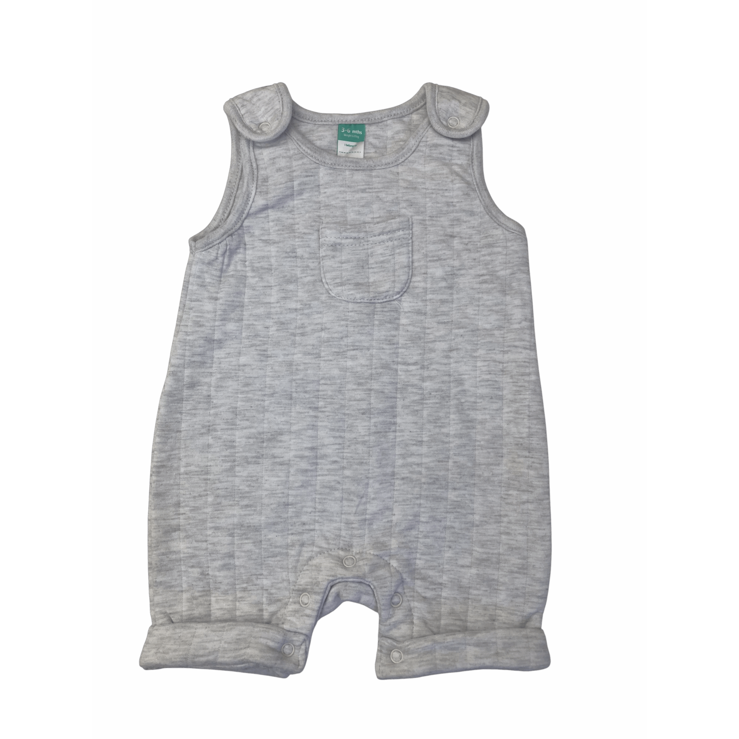 3-6M Light Grey Quilted Dungaree - Ackermans