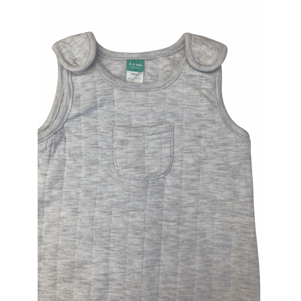 3-6M Light Grey Quilted Dungaree - Ackermans