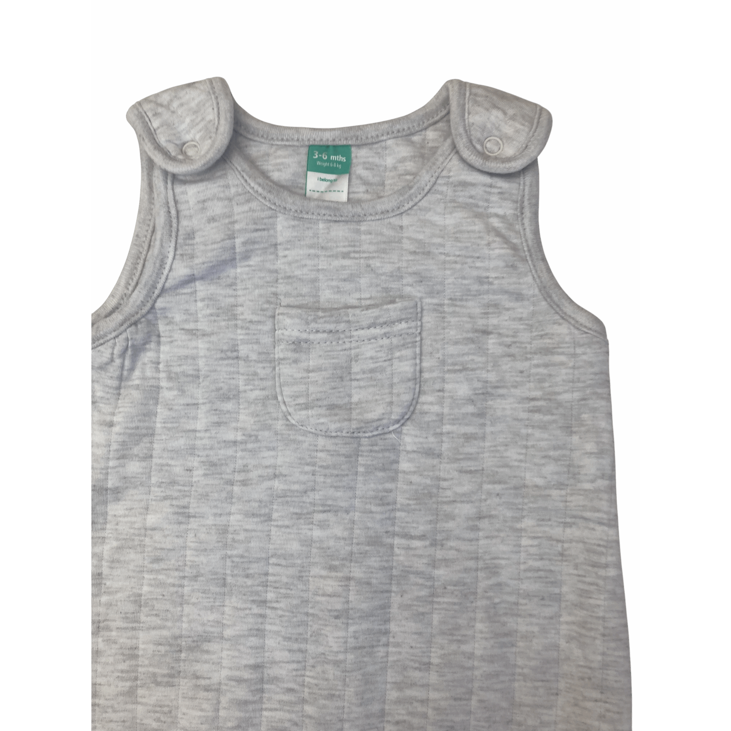 3-6M Light Grey Quilted Dungaree - Ackermans