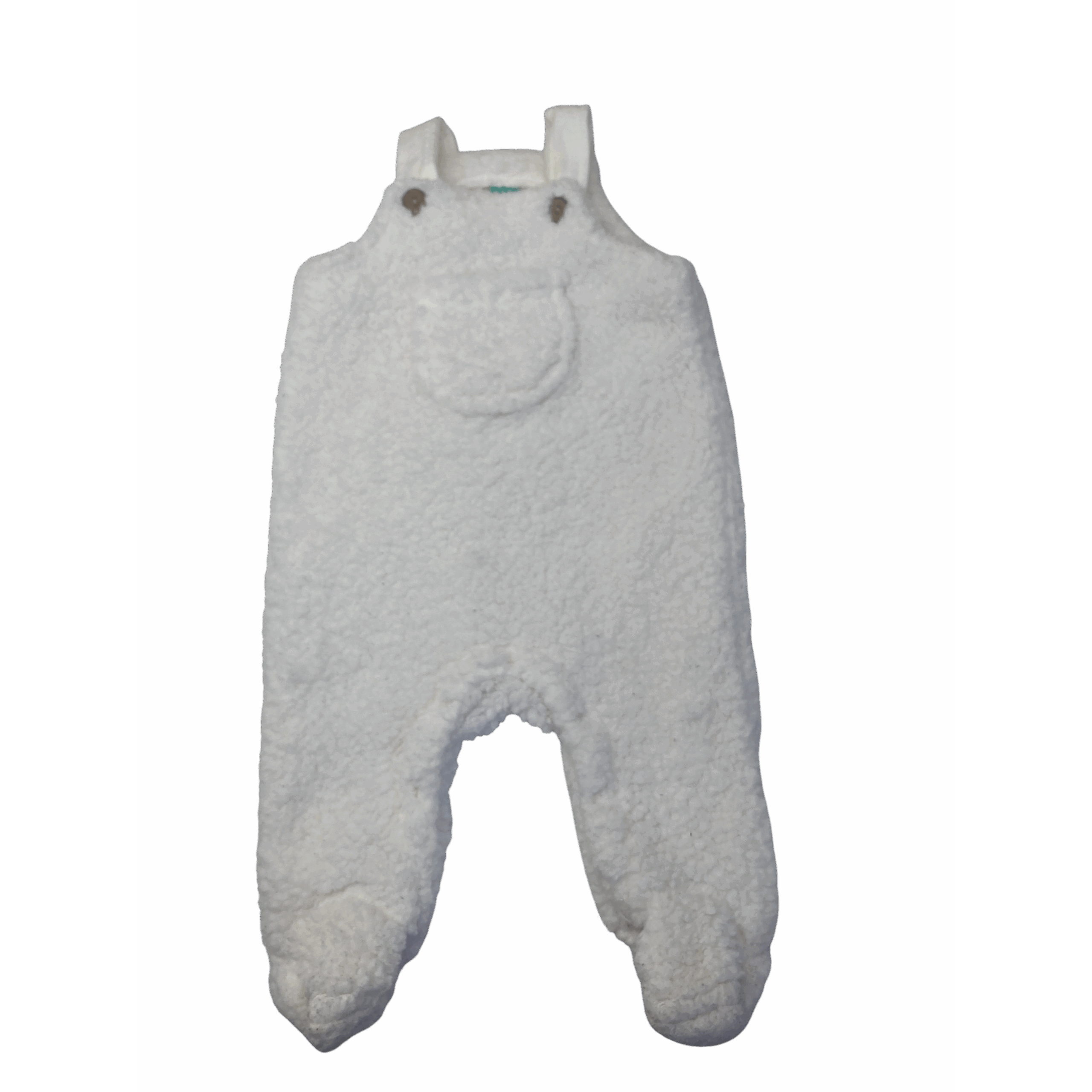 3-6M Cream Teddy Dungaree - Ackermans