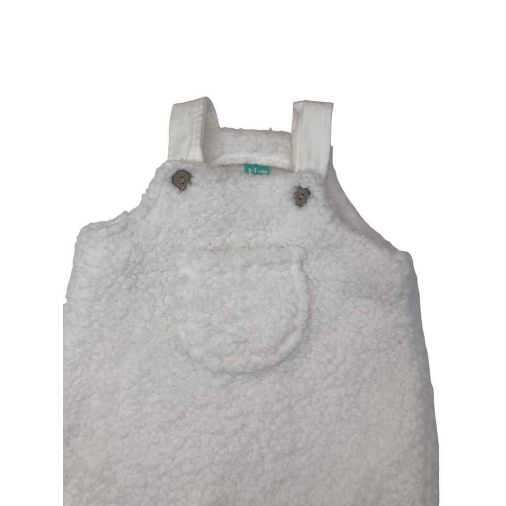3-6M Cream Teddy Dungaree - Ackermans