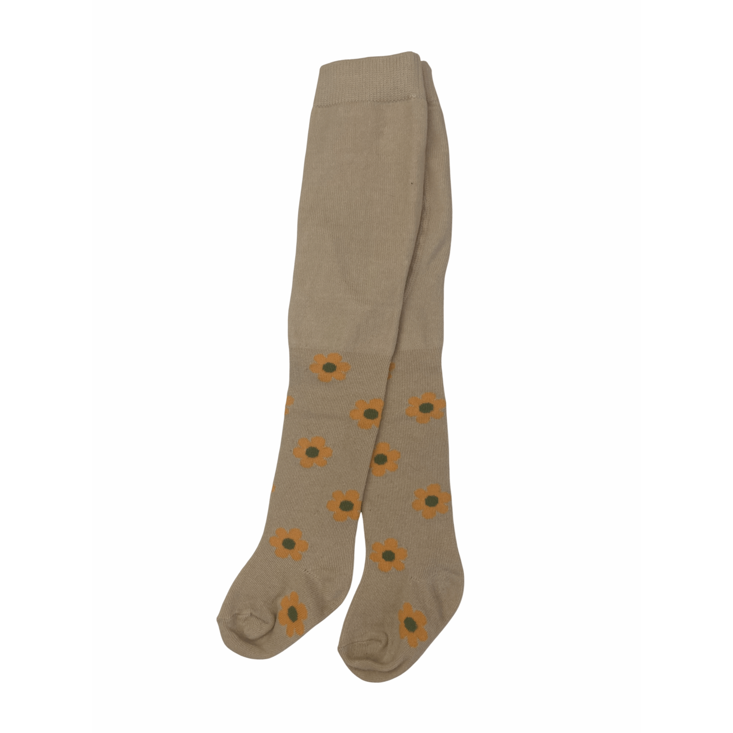 6-12M Beige & Yellow Daisy Knit Stockings