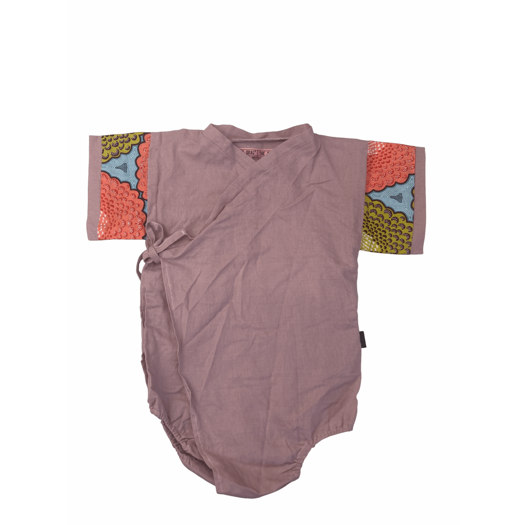 0-6M Dusty Pink Shweshwe Side Tie Romper - Krag Drag