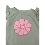 3-6M Mint Green & Pink Flower Frill Sleeve Bodysuit - Cotton On
