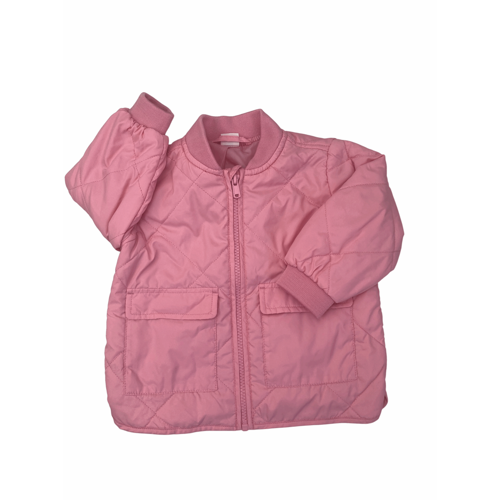 UK 6-9M Pink Quilted Baseball Jacket - H&M