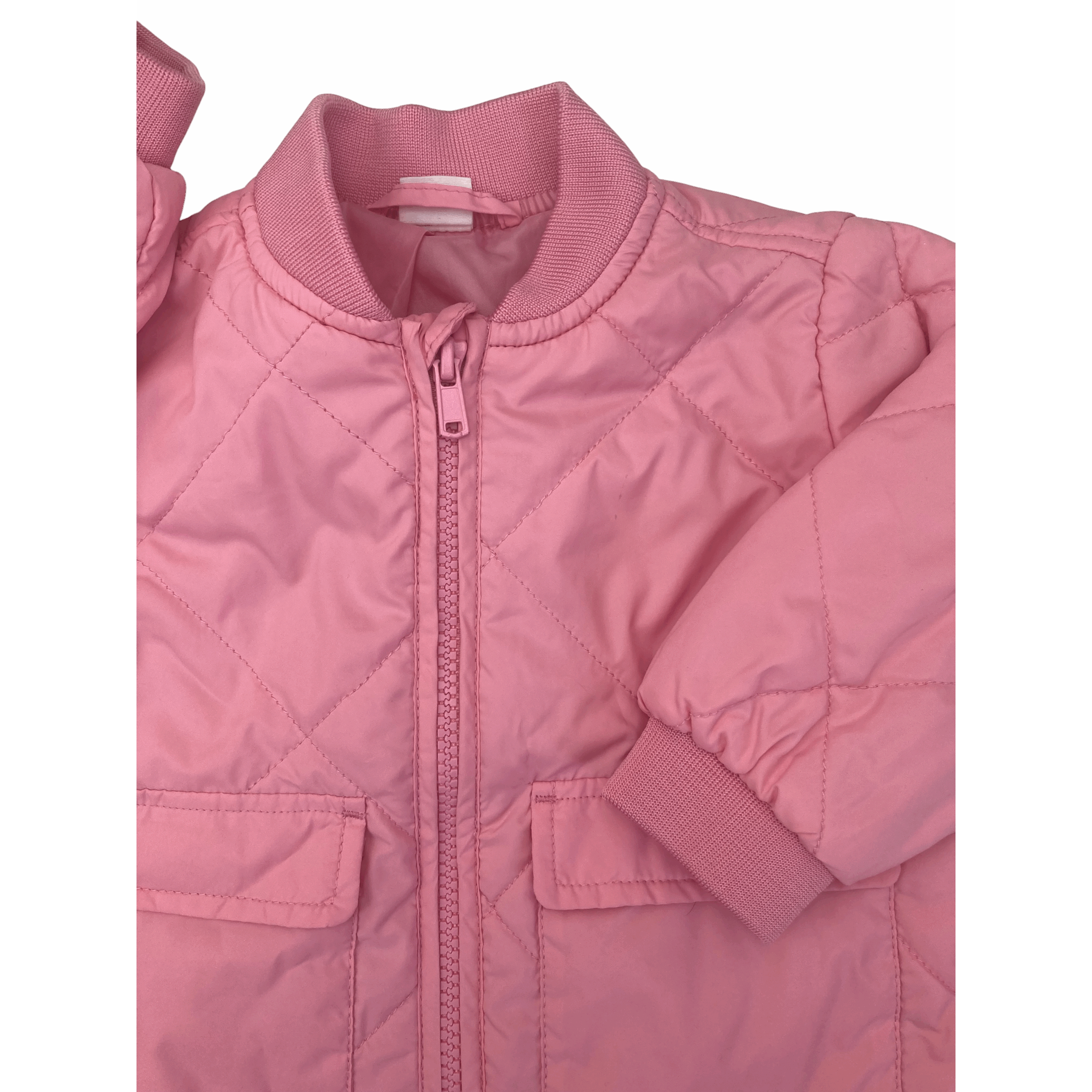 UK 6-9M Pink Quilted Baseball Jacket - H&M