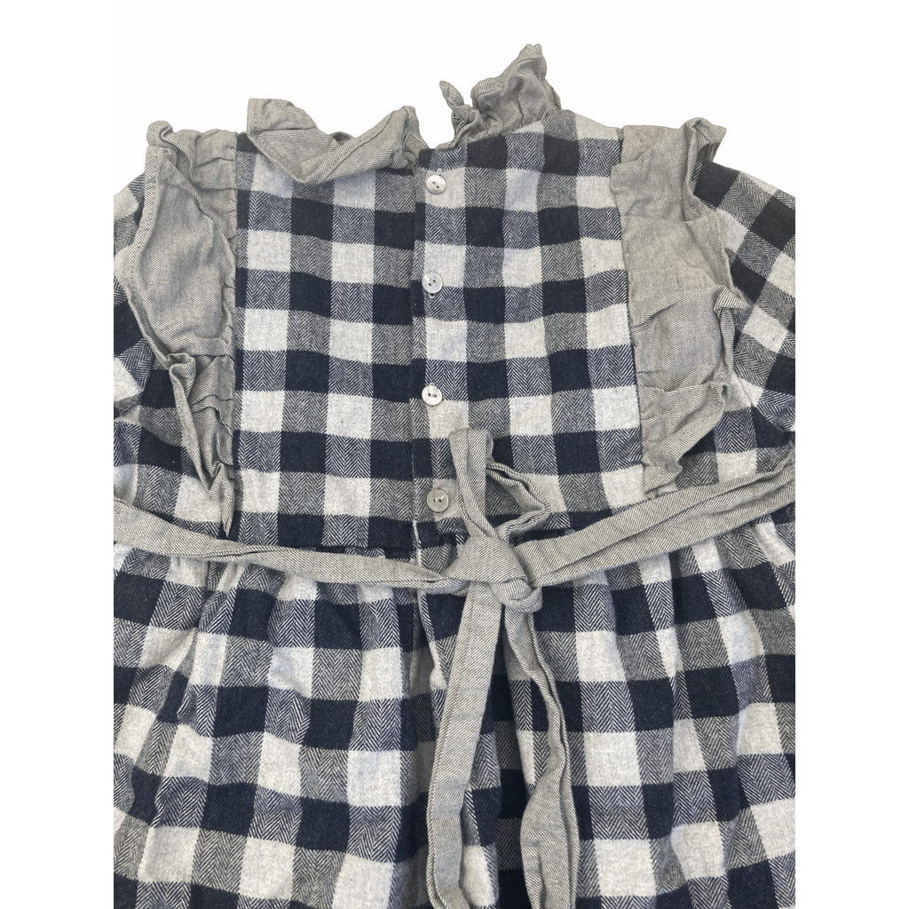 8Y Navy Blue & Grey Check Flannel Dress - Lux Junior