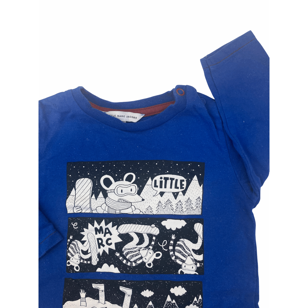 12M Dark Blue Comic Long Sleeve T Shirt - Little Marc Jacobs