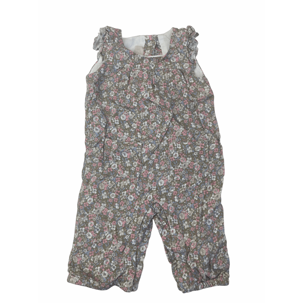 6M Beige Floral Lined Onesie - My First Chicco