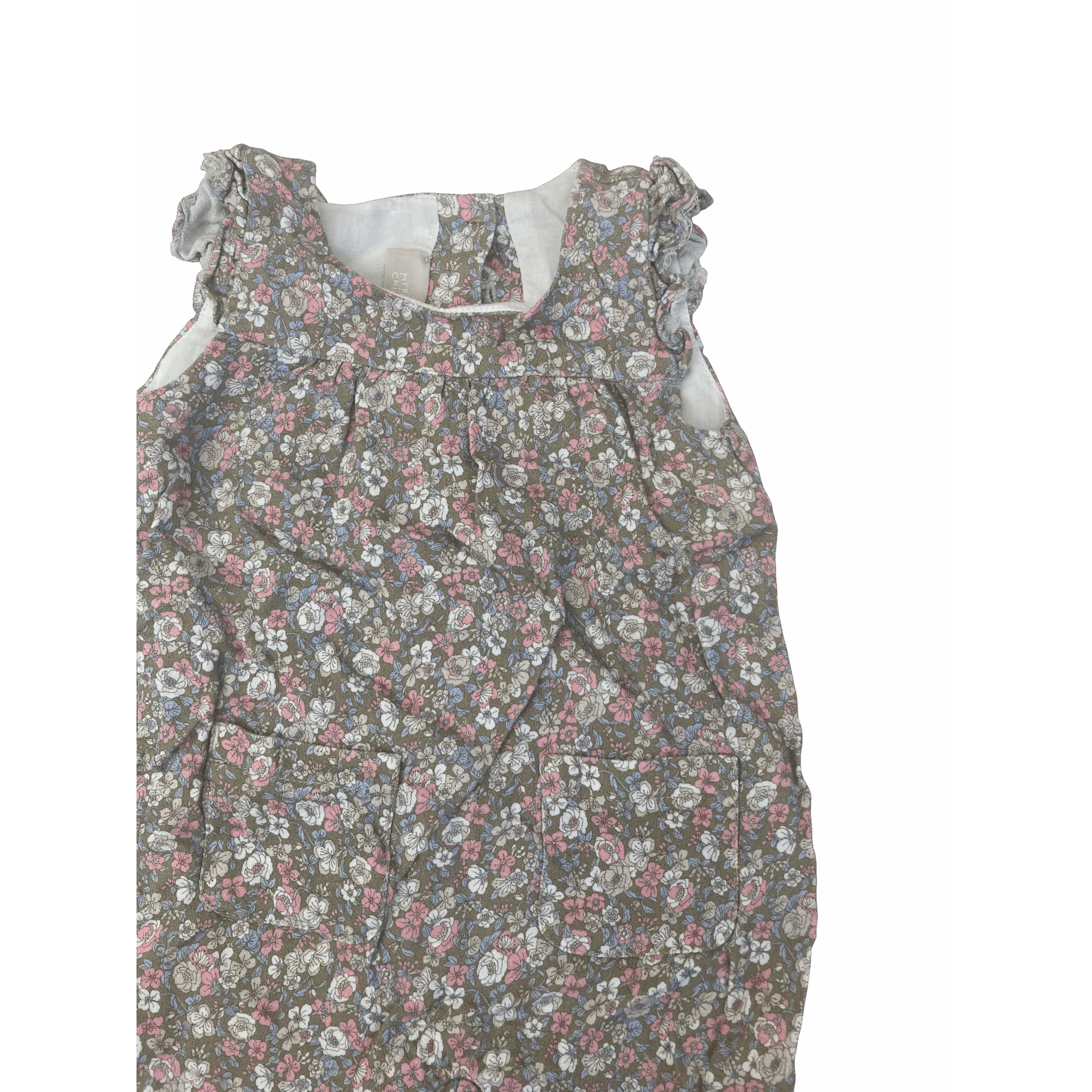 6M Beige Floral Lined Onesie - My First Chicco