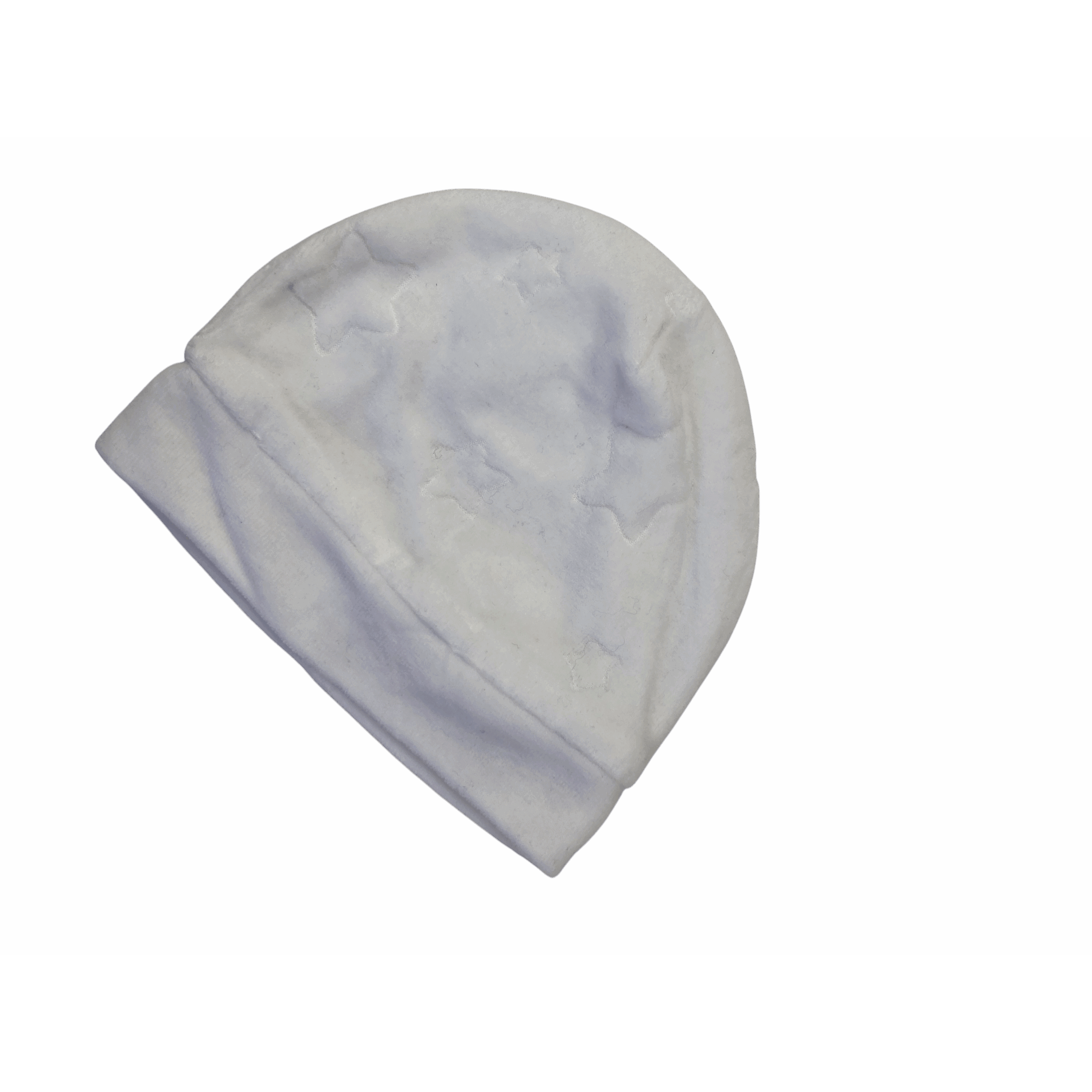 NB White Embossed Star Velour Beanie - My First Chicco