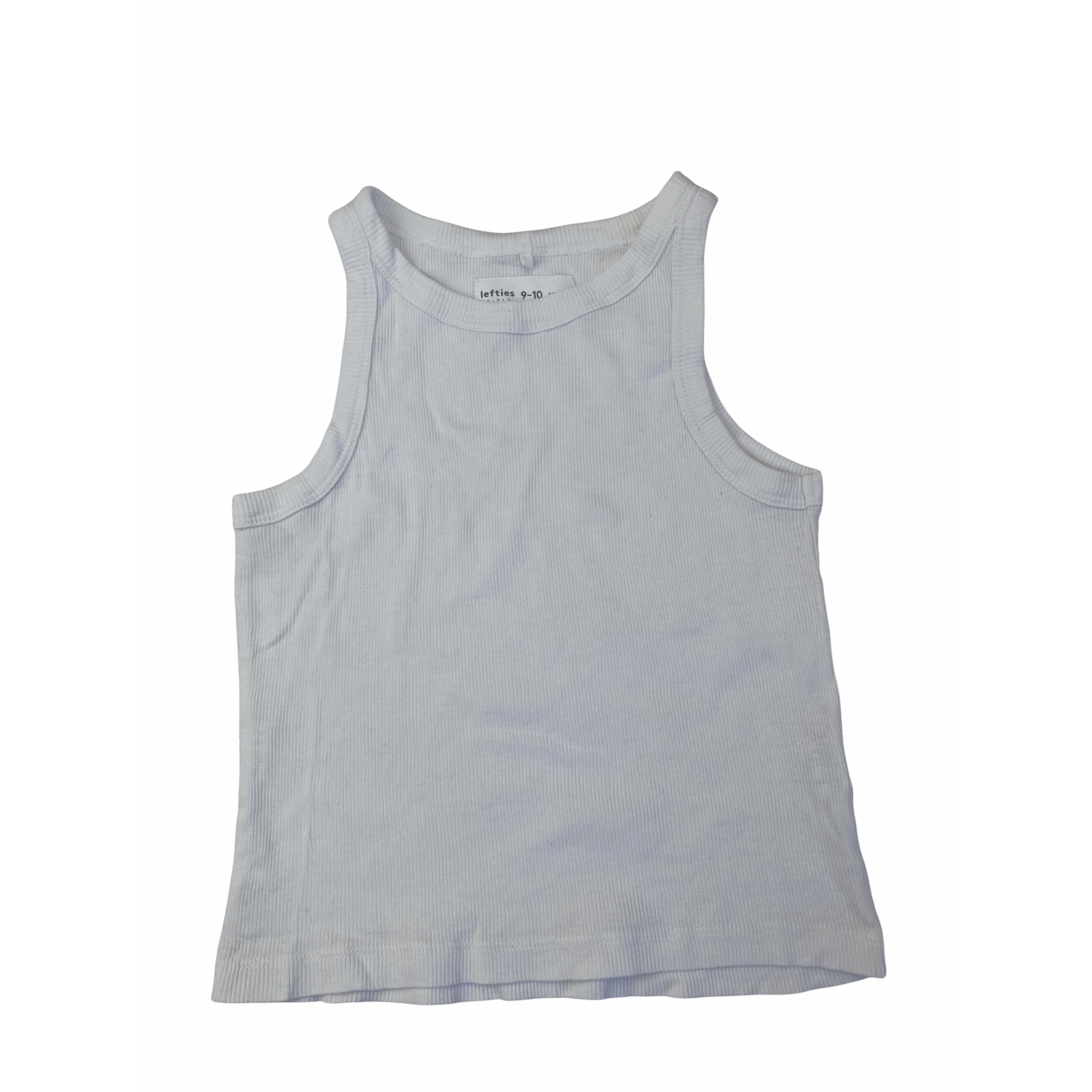 9-10Y White Ribbed Cropped Tank Top - Lefties