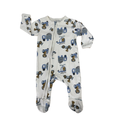 1-3M Cream onesie with cute animals on transport & zip - Woolworths