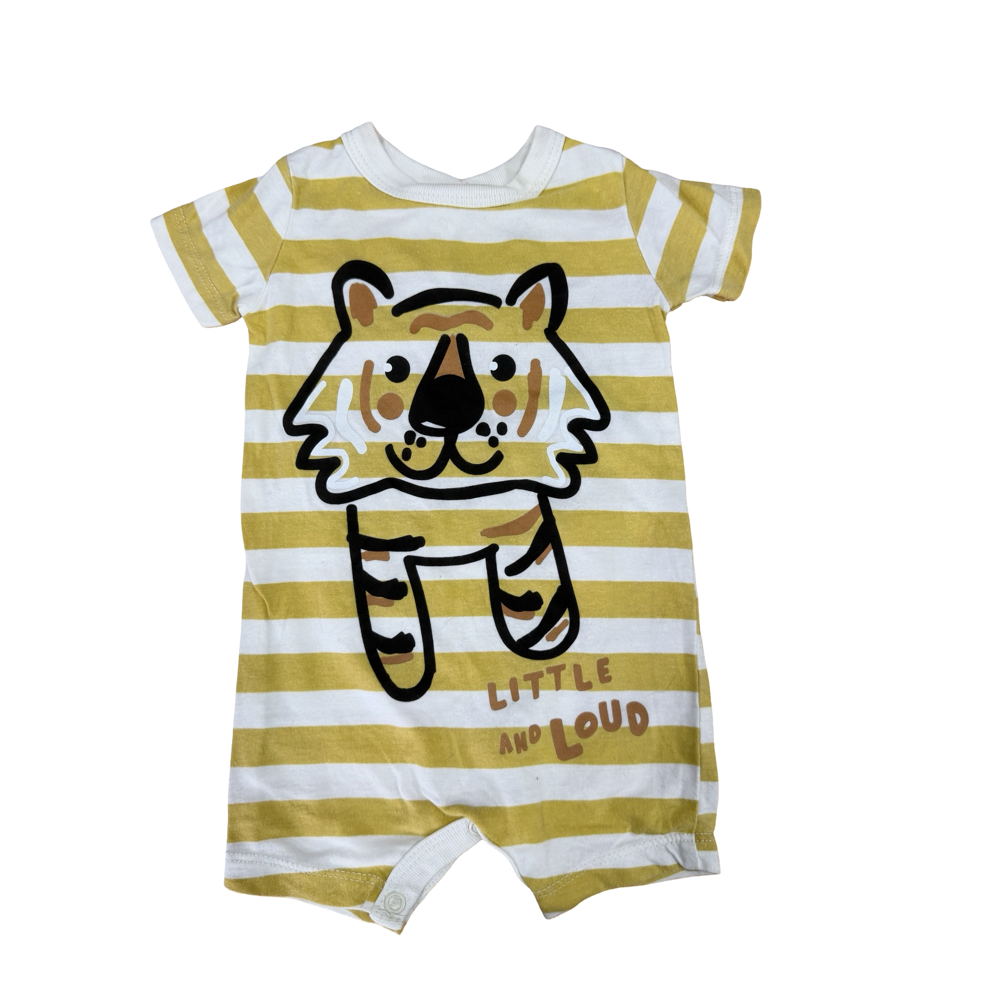 1-3M Little & Loud White & Yellow Striped Romper - Woolworths