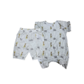0-3M White Romper & Shorts set with Elephants and Giraffes