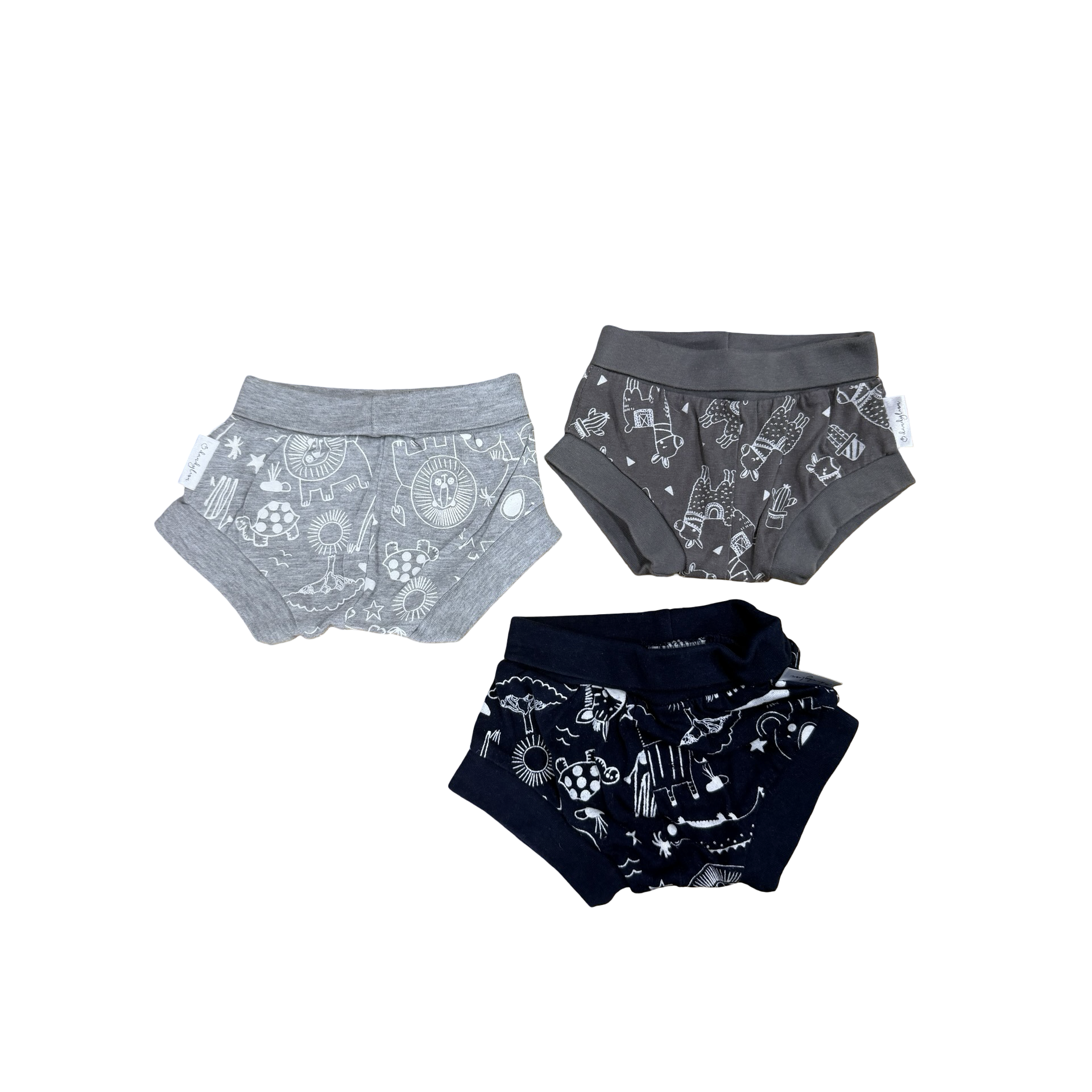 0-3M 3PC Animal Shorts Grey & Navy - Dandylion