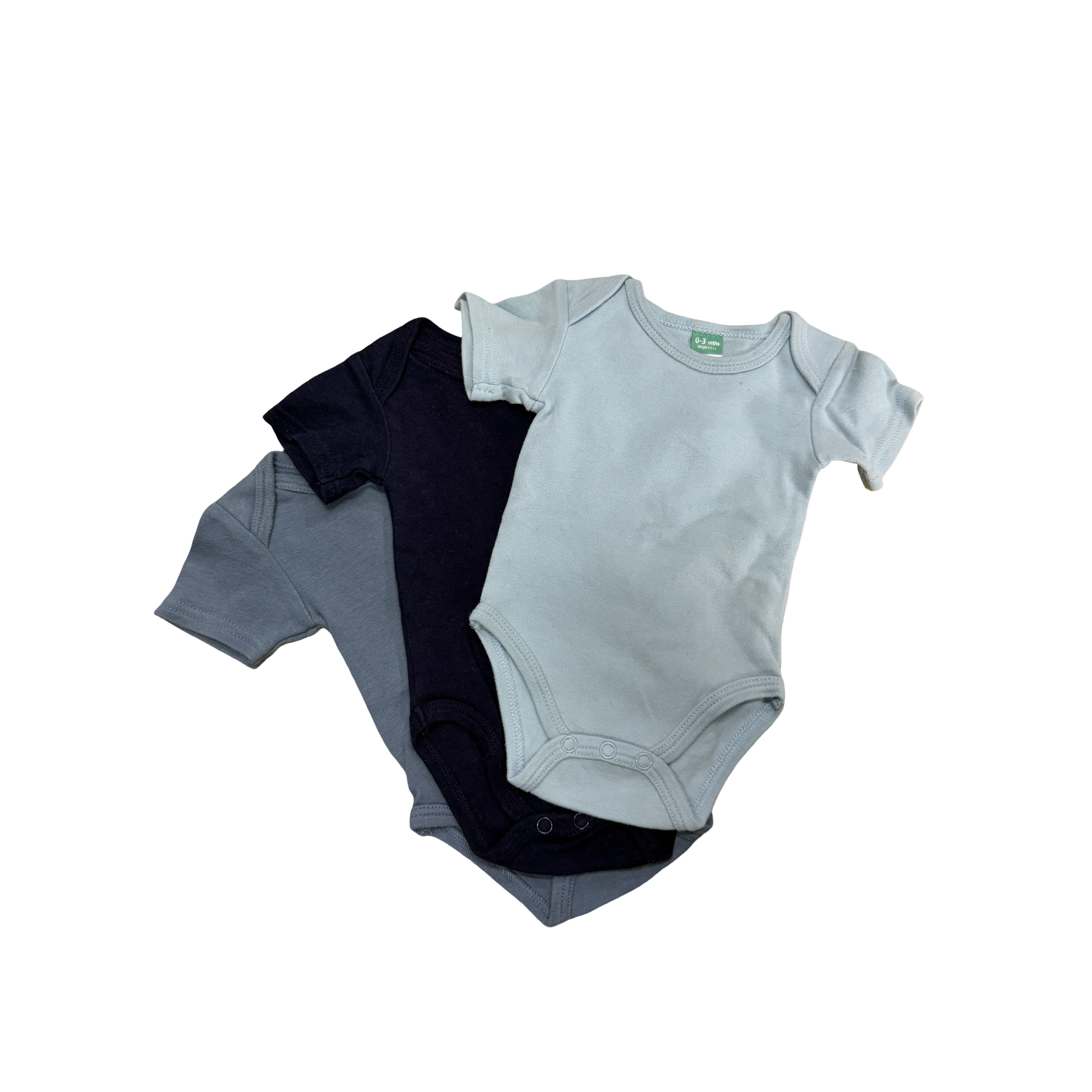 0-3M 3PC Blue Long Sleeve Bodysuit Set - Ackermans