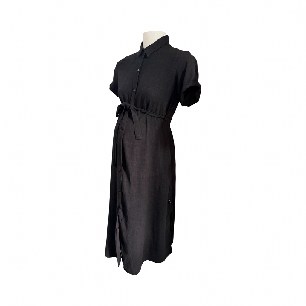 Size 32 Black collared and buttoned Maternity dress - Cherry Melon